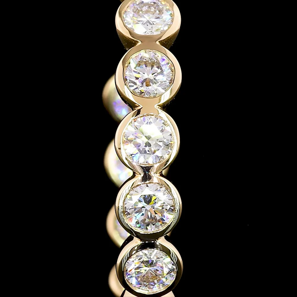 14K Yellow Gold C-Hoop Earrings with Bezel Set Round Lab Diamonds - 2.87 Carat Total Diamond Weight - Covaloro Fine Jewelry - Image 2