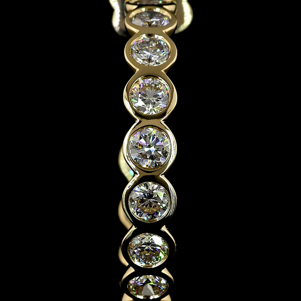 14K Yellow Gold C-Hoop Earrings with Bezel Set Round Lab Diamonds - 4.32 Carat Total Diamond Weight - Covaloro Fine Jewelry - Image 2