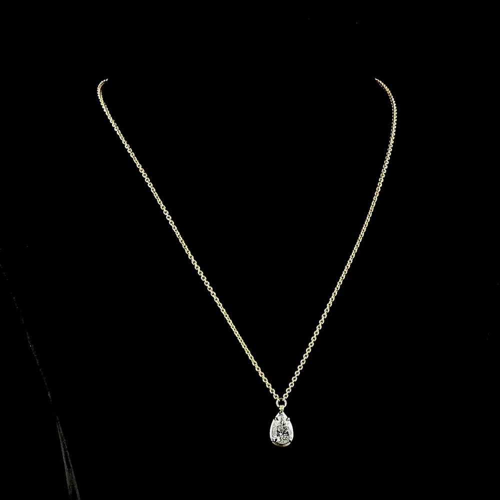 14K Yellow Gold Cascade Layered Pendant with Oval, Heart, and Pear Shaped Lab Diamonds - 6.15 Carat Total Diamond Weight - Covaloro Fine Jewelry - Image 3