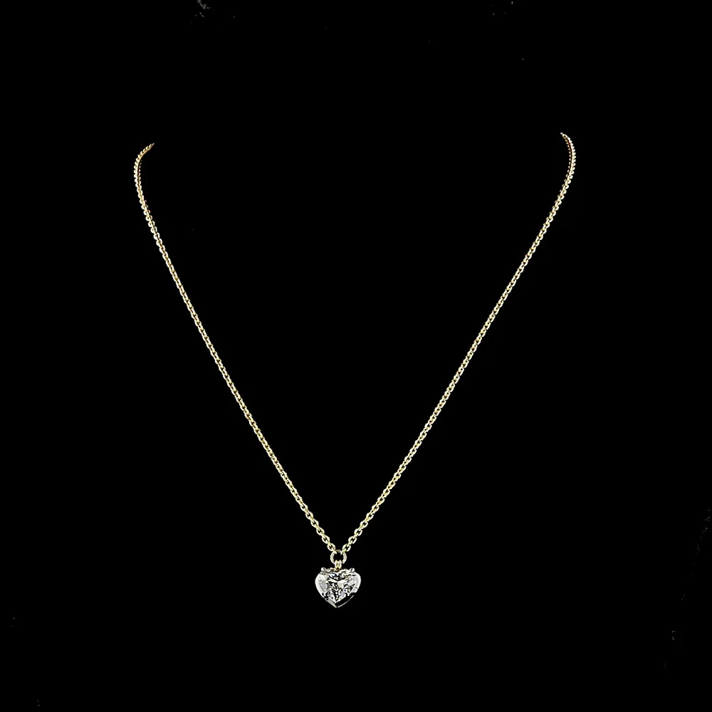 14K Yellow Gold Cascade Layered Pendant with Oval, Heart, and Pear Shaped Lab Diamonds - 6.15 Carat Total Diamond Weight - Covaloro Fine Jewelry - Image 4