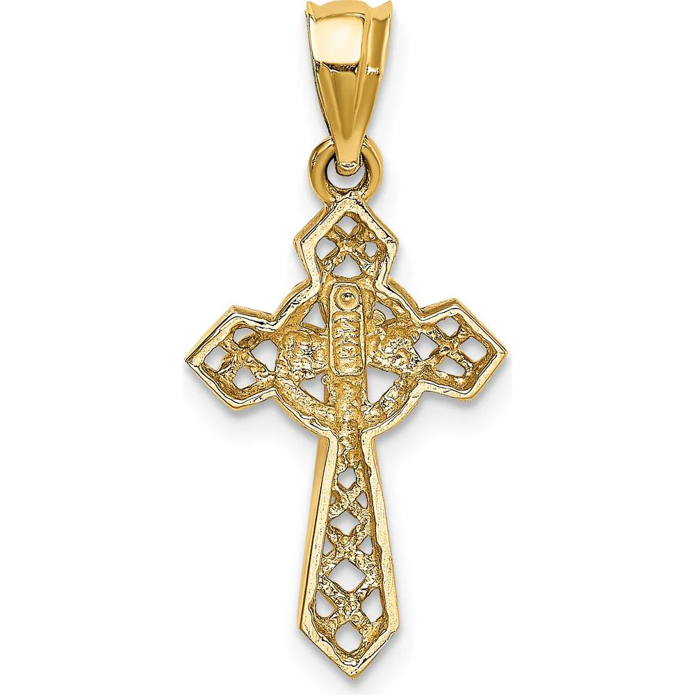 14K Yellow Gold Celtic Cross Pendant - 29mm Length by Oro Pregiato - Image 3