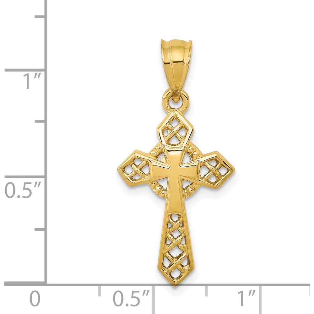 14K Yellow Gold Celtic Cross Pendant - 29mm Length by Oro Pregiato - Image 4