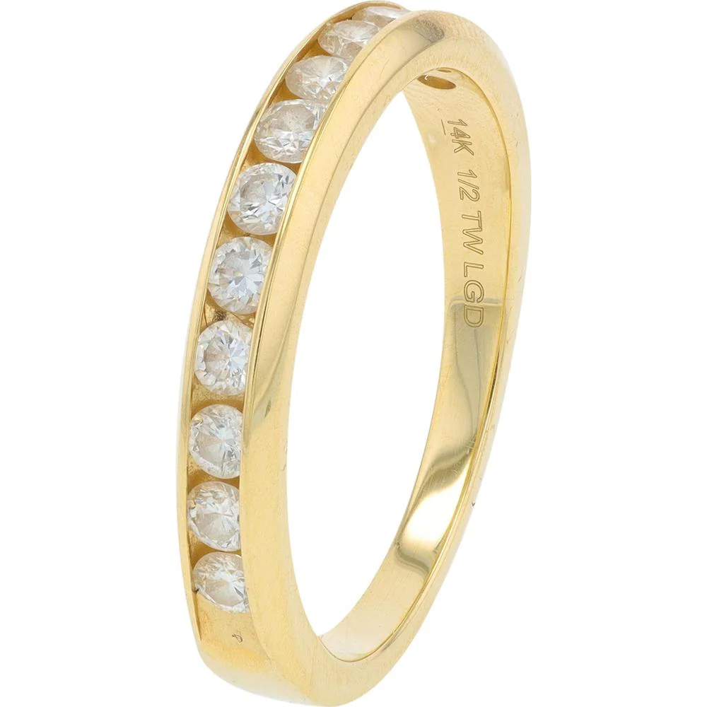 14K Yellow Gold Channel Set Band with 1/2 Carat Lab Grown Round Diamonds