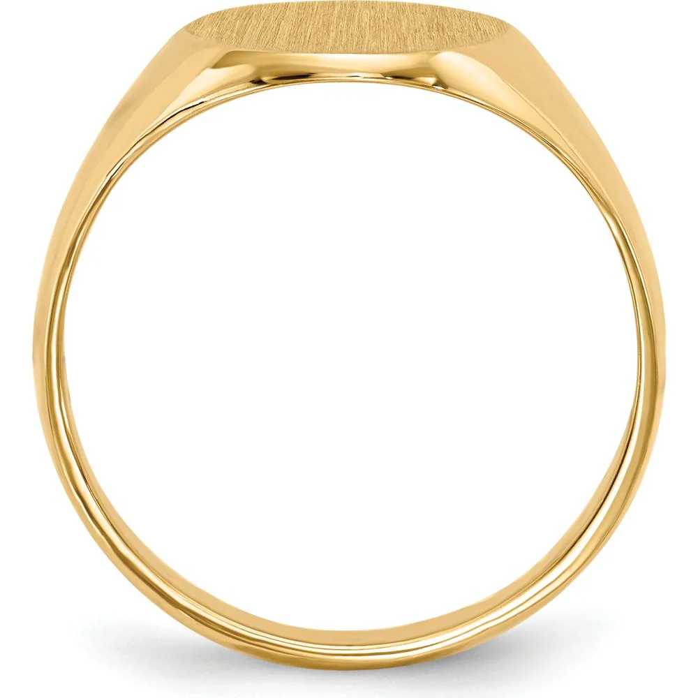 14K Yellow Gold Closed Back Signet Ring with Satin & Polished Finish - Sizeable & Engravable - Size 7 by Oro Pregiato - Image 2