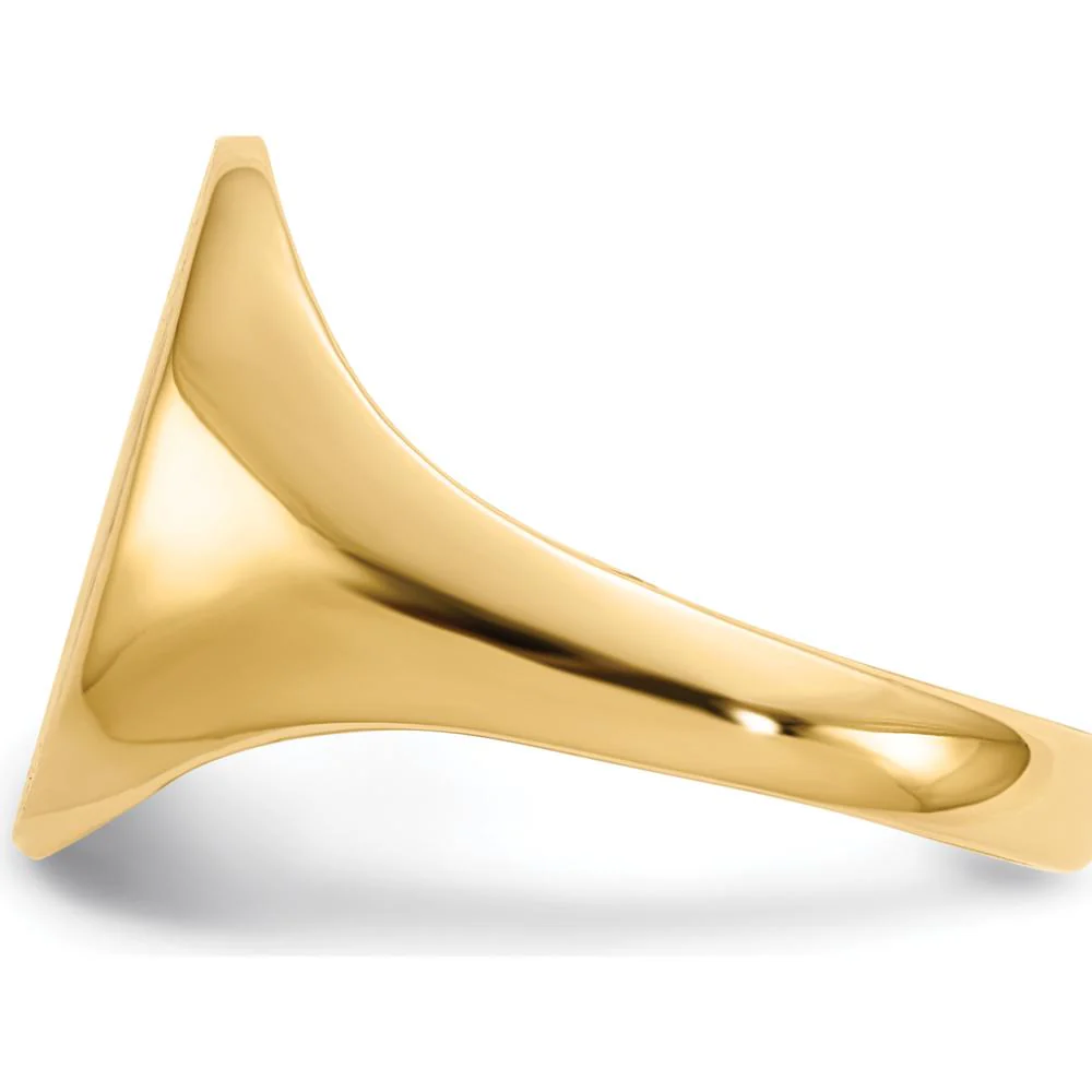 14K Yellow Gold Closed Back Signet Ring with Satin & Polished Finish - Sizeable & Engravable - Size 7 by Oro Pregiato - Image 3