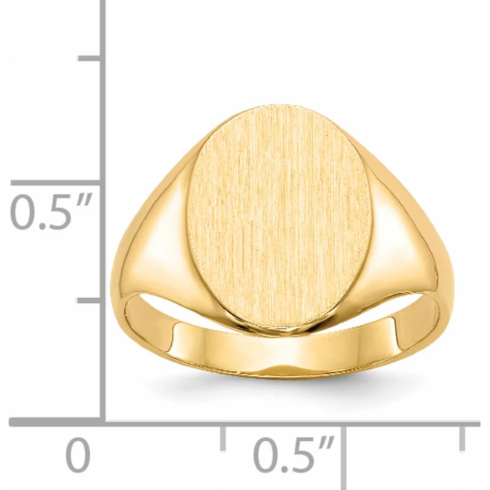 14K Yellow Gold Closed Back Signet Ring with Satin & Polished Finish - Sizeable & Engravable - Size 7 by Oro Pregiato - Image 5