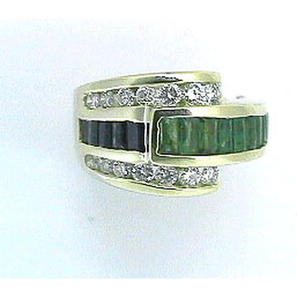 14K Yellow Gold Contemporary Bypass Ring with Baguette Cut Sapphires and Round Diamonds - 1.60 Carat Sapphire Total Weight, 0.73 Carat Diamond Total Weight - Royal Jewelry