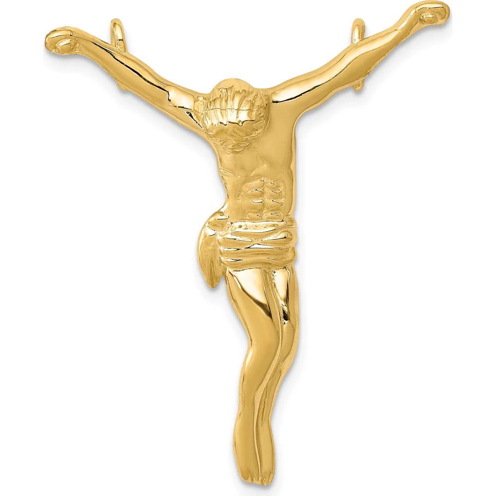 14K Yellow Gold Corpus Chain Slide Pendant - Religious Faith Charm by Oro Pregiato