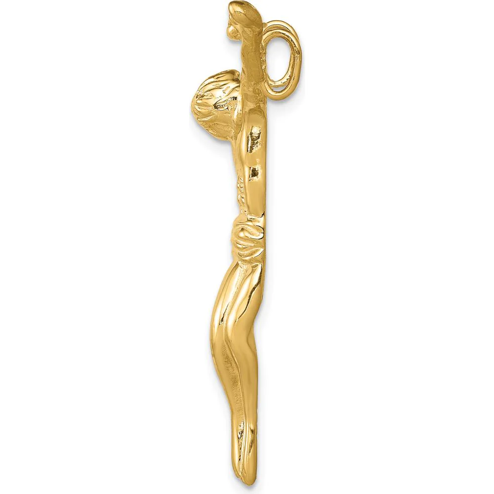 14K Yellow Gold Corpus Chain Slide Pendant - Religious Faith Charm by Oro Pregiato - Image 2