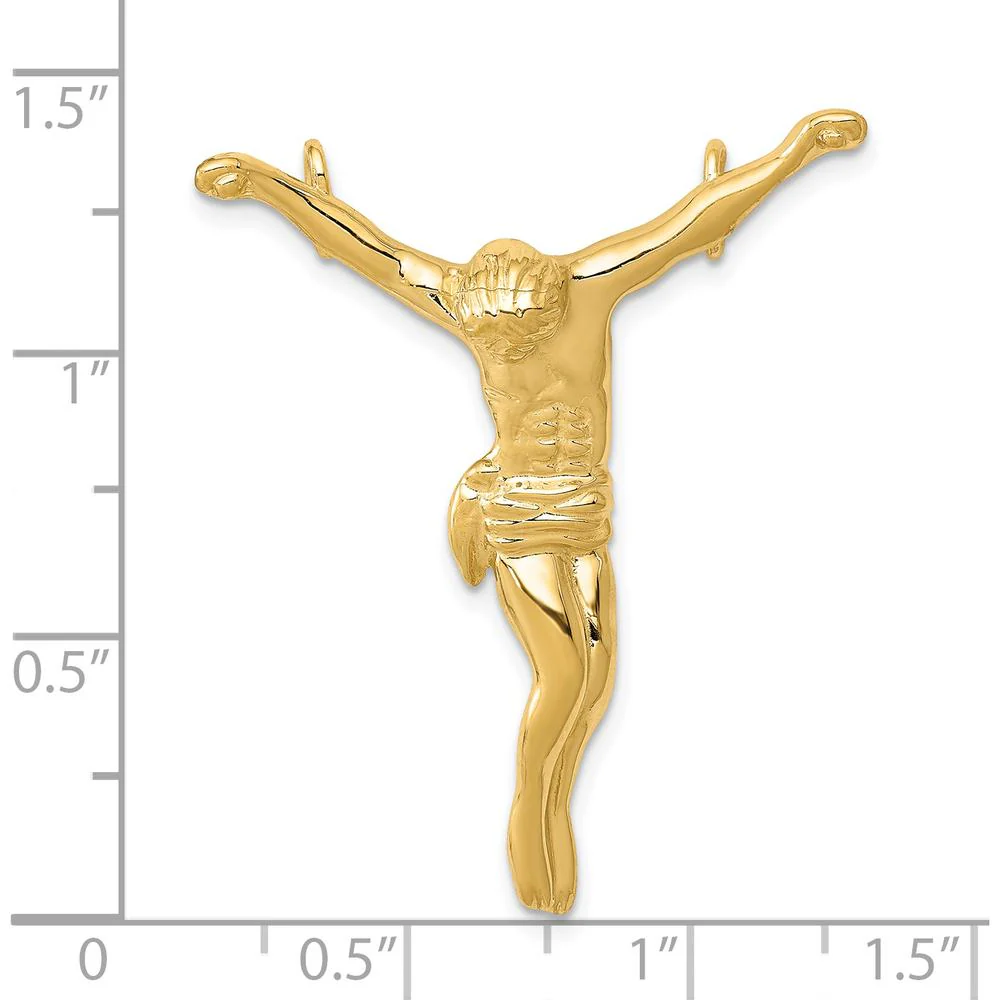 14K Yellow Gold Corpus Chain Slide Pendant - Religious Faith Charm by Oro Pregiato - Image 3