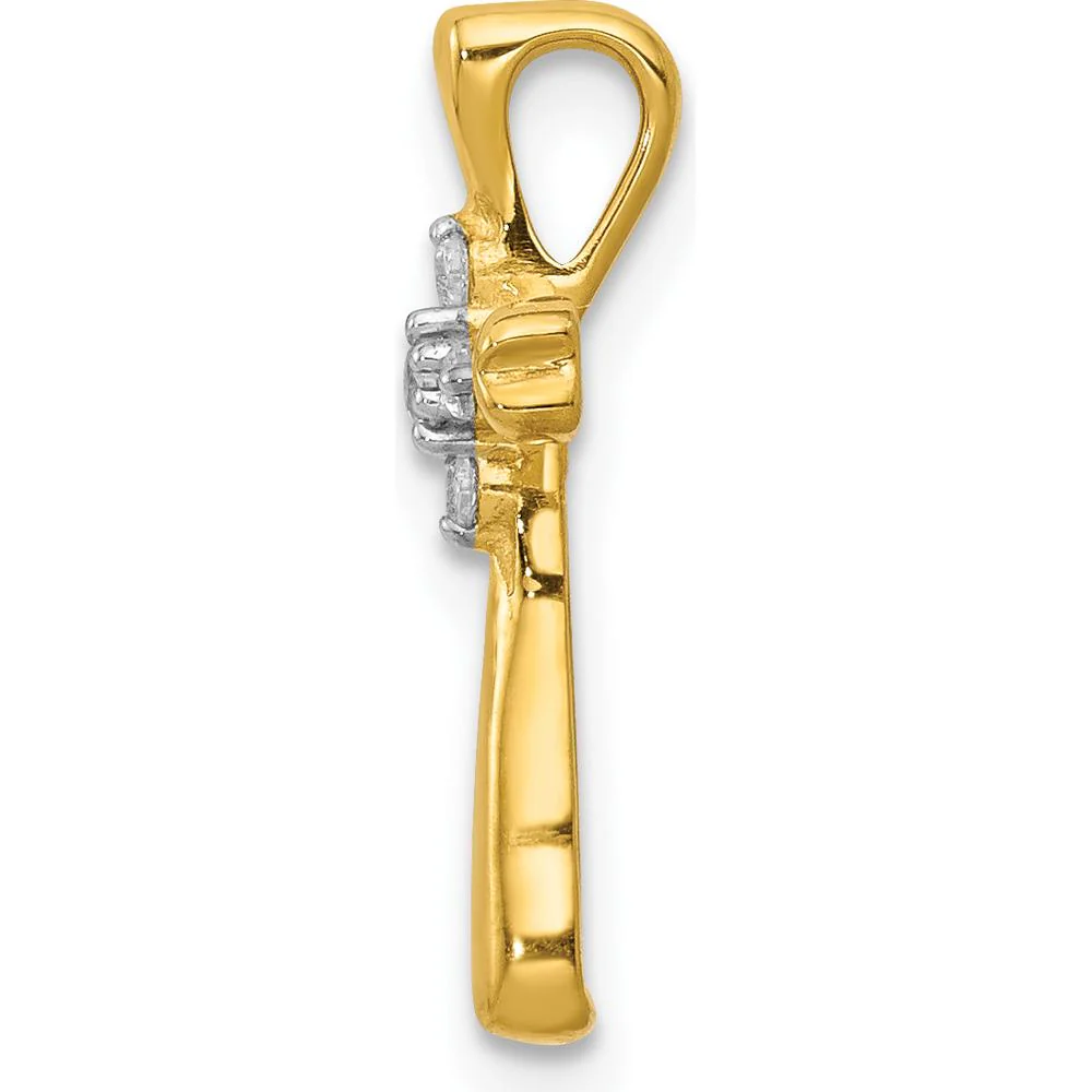 14K Yellow Gold Cross Pendant with 5 Round Diamonds - 0.023 Carat Total Diamond Weight by Monteluci Fine Jewelry - Image 2