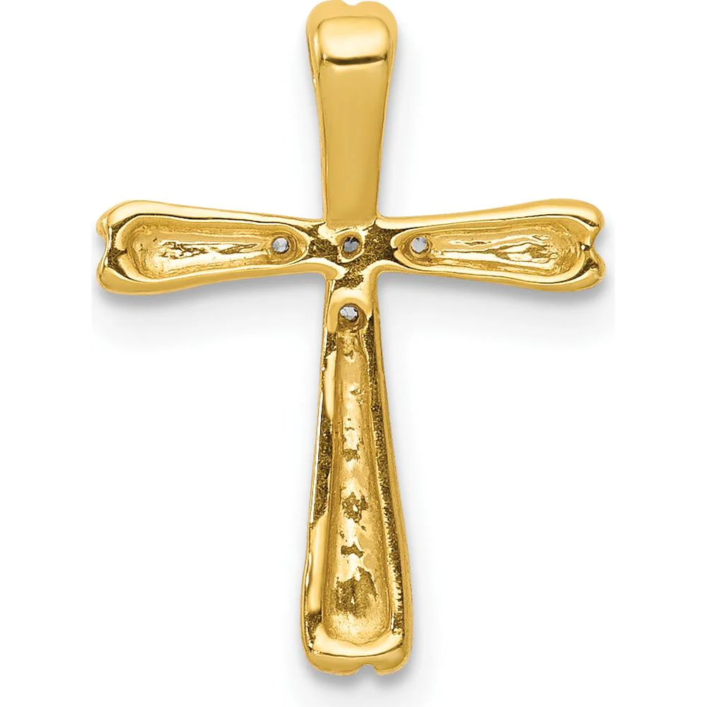 14K Yellow Gold Cross Pendant with 5 Round Diamonds - 0.023 Carat Total Diamond Weight by Monteluci Fine Jewelry - Image 3