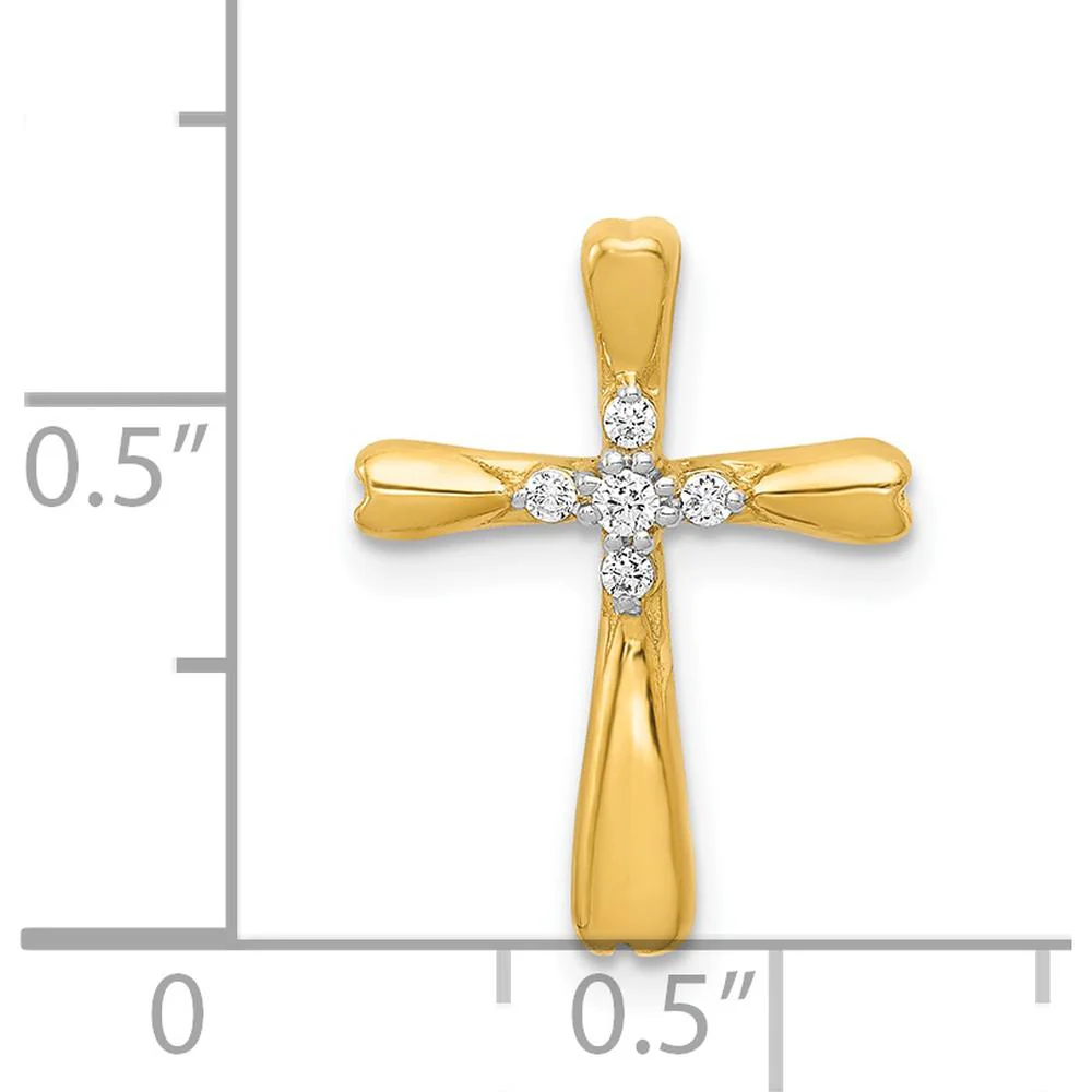 14K Yellow Gold Cross Pendant with 5 Round Diamonds - 0.023 Carat Total Diamond Weight by Monteluci Fine Jewelry - Image 4