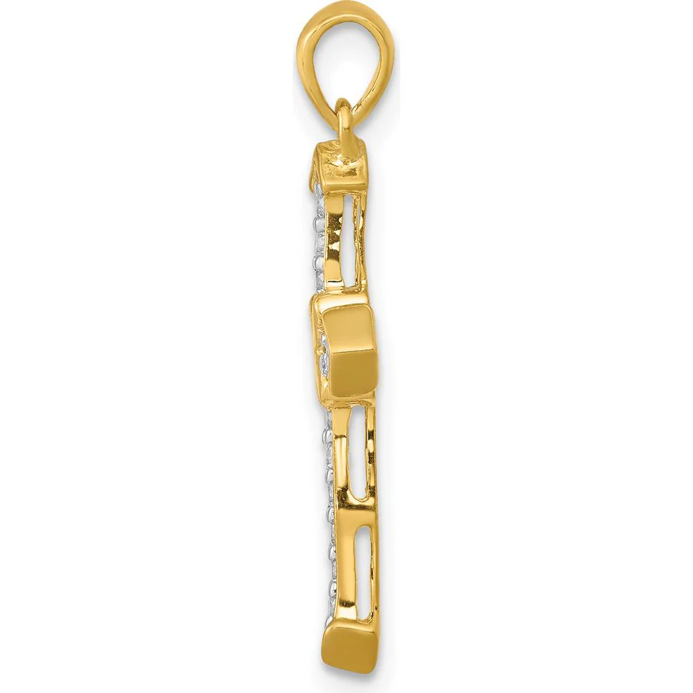14K Yellow Gold Cross Pendant with Round Natural Diamonds - 1/5 Carat Total Diamond Weight by Monteluci Fine Jewelry - Image 2