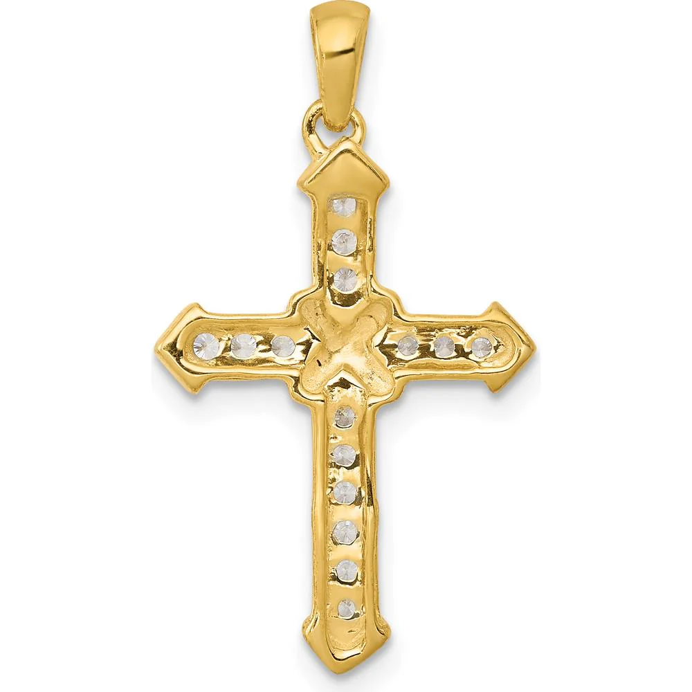 14K Yellow Gold Cross Pendant with Round Natural Diamonds - 1/5 Carat Total Diamond Weight by Monteluci Fine Jewelry - Image 3