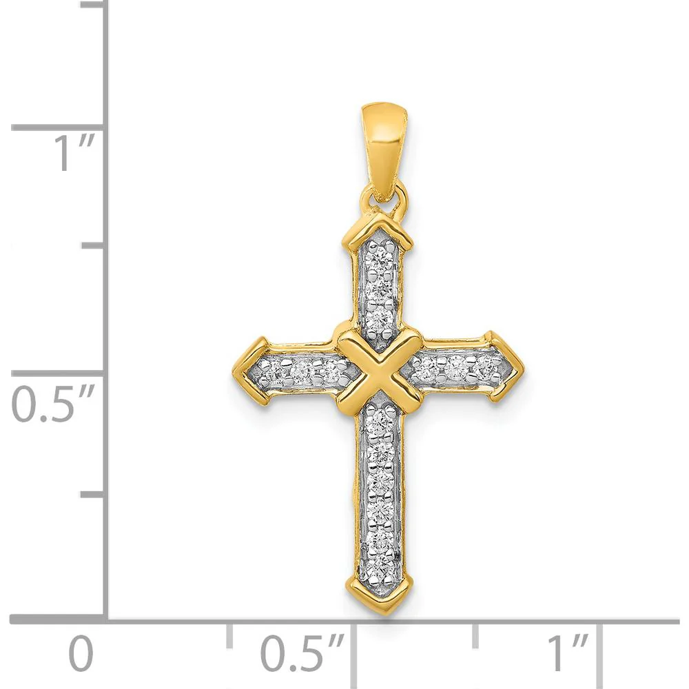 14K Yellow Gold Cross Pendant with Round Natural Diamonds - 1/5 Carat Total Diamond Weight by Monteluci Fine Jewelry - Image 4