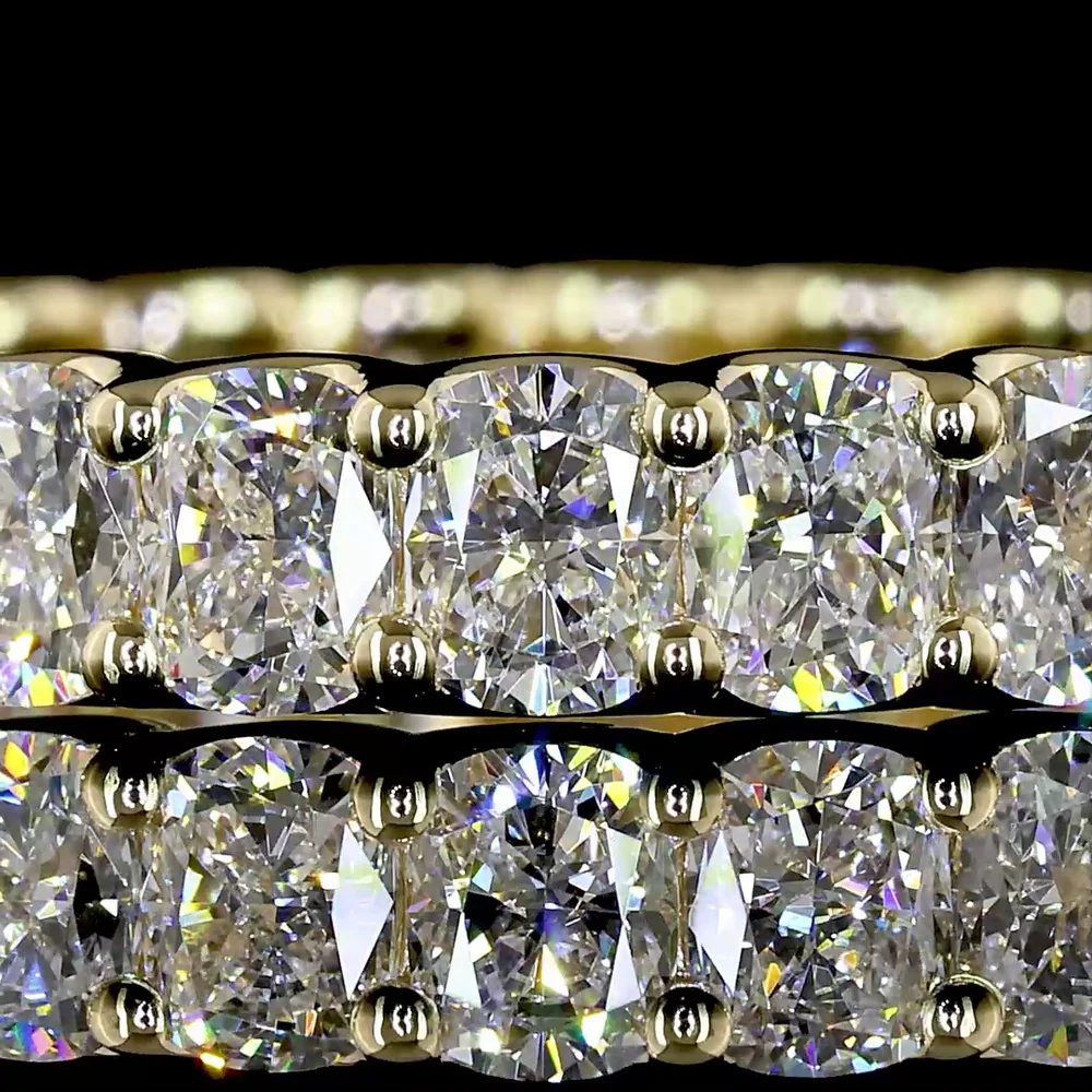 14K Yellow Gold Cushion Brilliant Cut Eternity Band with U-Prong Set Lab Diamonds - 2.77 Carat Total Diamond Weight - Covaloro Fine Jewelry - Image 2