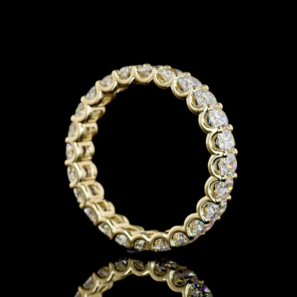 14K Yellow Gold Cushion Brilliant Cut Eternity Band with U-Prong Set Lab Diamonds - 2.77 Carat Total Diamond Weight - Covaloro Fine Jewelry - Image 3