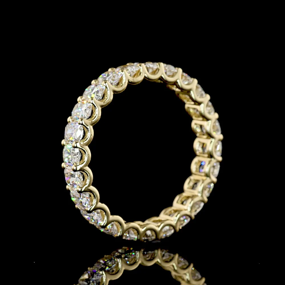 14K Yellow Gold Cushion Brilliant Cut Eternity Band with U-Prong Set Lab Diamonds - 2.77 Carat Total Diamond Weight - Covaloro Fine Jewelry - Image 4