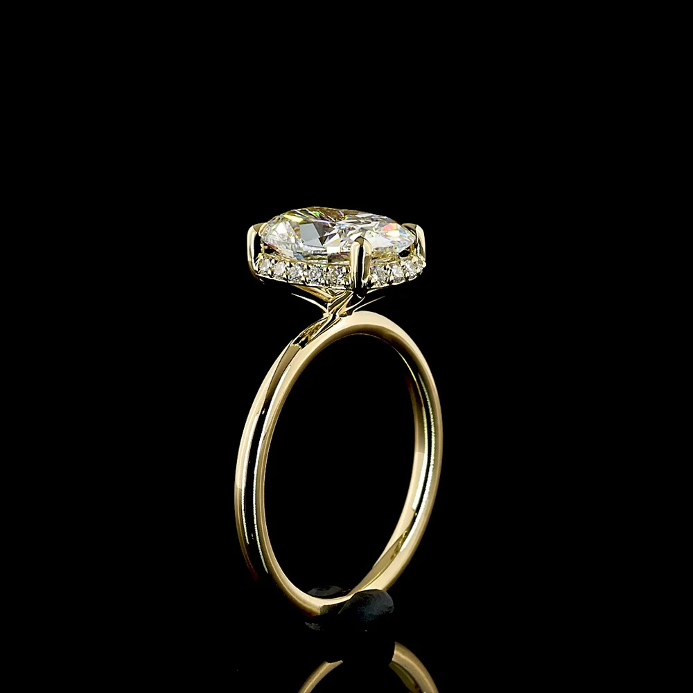 14K Yellow Gold Cushion Brilliant Cut Hidden Halo Ring - 2.72 Carat Center Lab Diamond D VVS2 with 0.18 Carat Accent Diamonds - Total 2.90 Carats IGI Certified - Covaloro Fine Jewelry - Image 4
