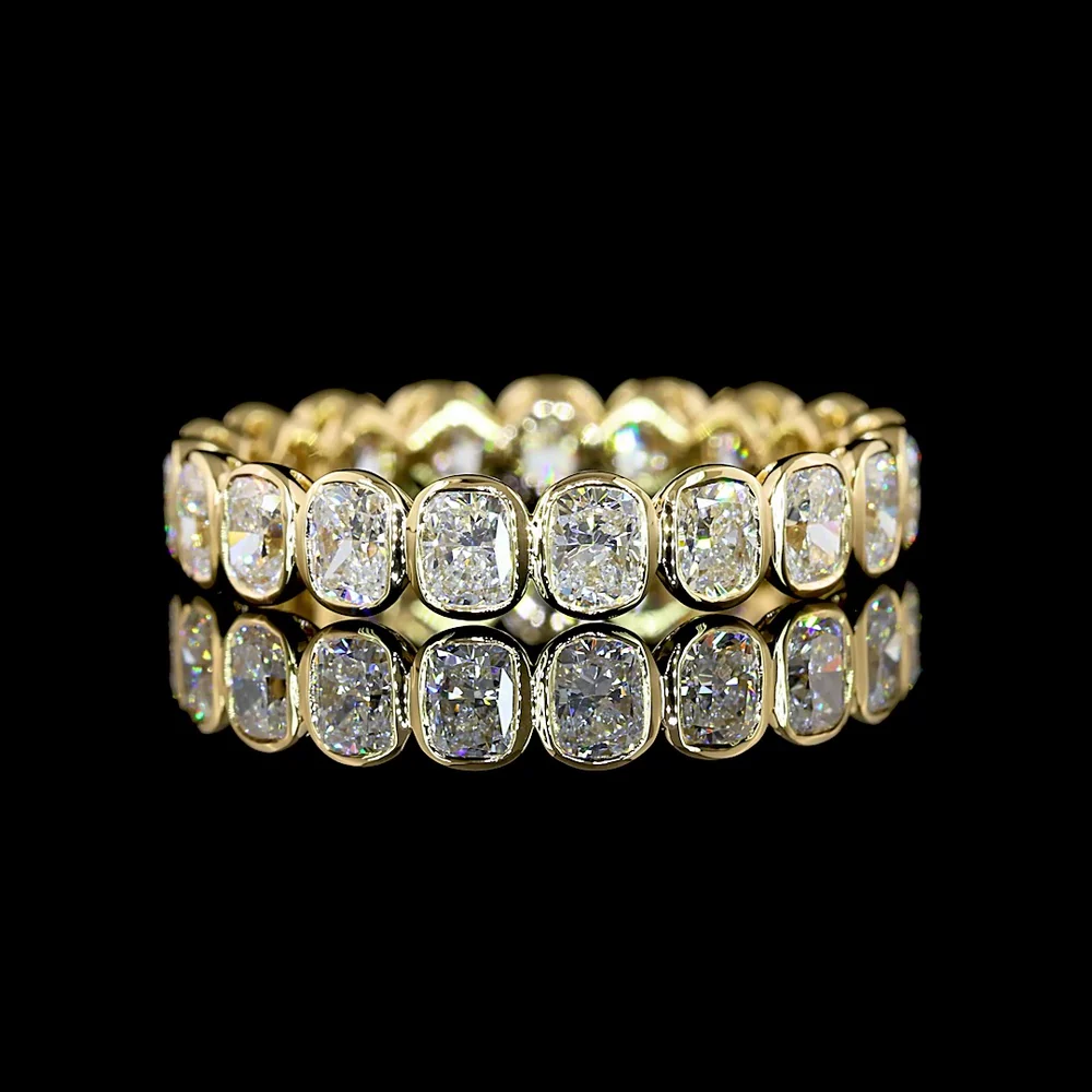 14K Yellow Gold Cushion Cut Lab Diamond Eternity Band with North-South Bezel Setting - 2.32 Carat Total Diamond Weight - Covaloro Fine Jewelry - Image 2