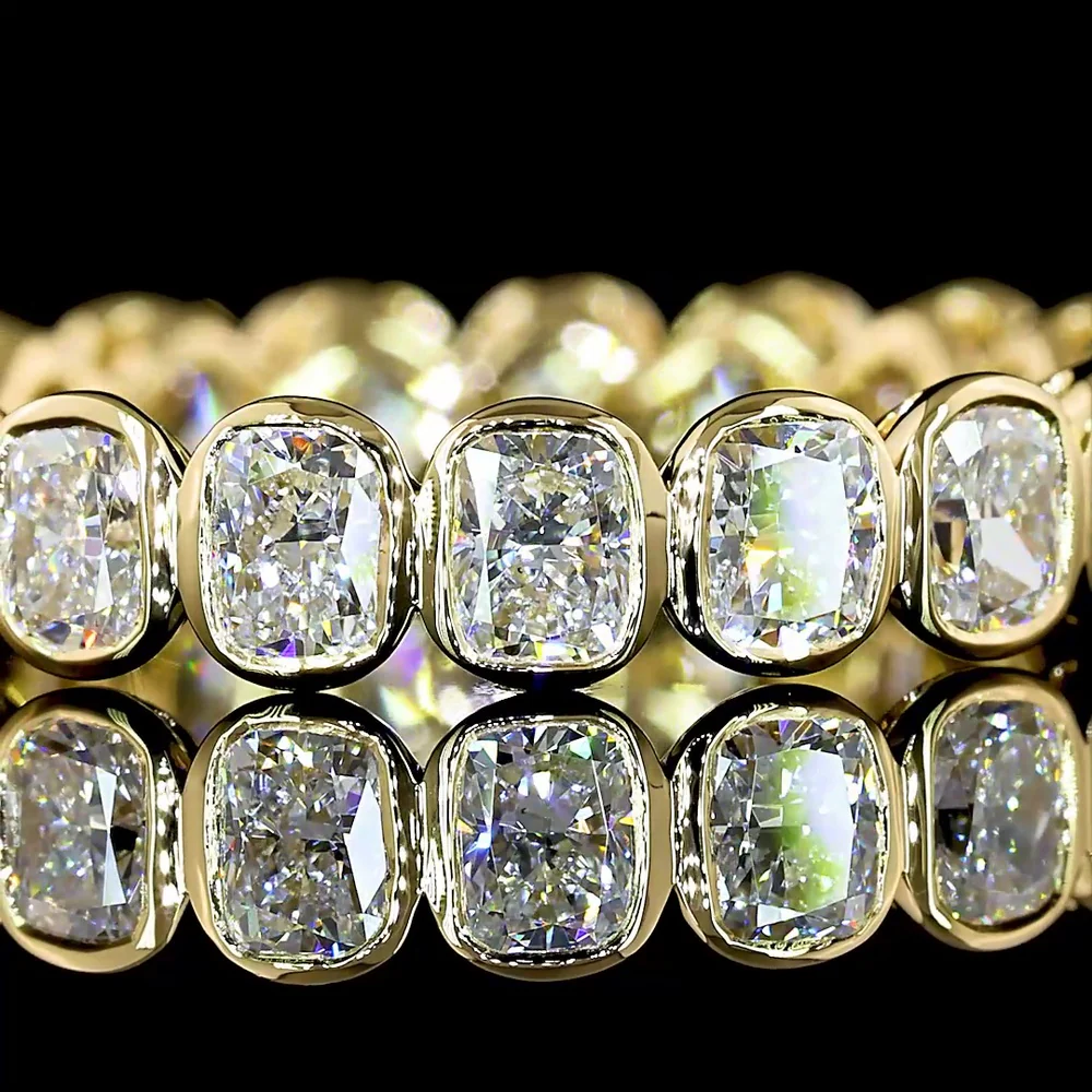 14K Yellow Gold Cushion Cut Lab Diamond Eternity Band with North-South Bezel Setting - 2.32 Carat Total Diamond Weight - Covaloro Fine Jewelry - Image 3