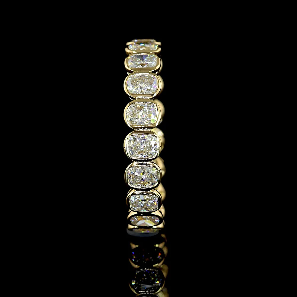 14K Yellow Gold Cushion Cut Lab Diamond Eternity Band with North-South Bezel Setting - 2.32 Carat Total Diamond Weight - Covaloro Fine Jewelry - Image 4