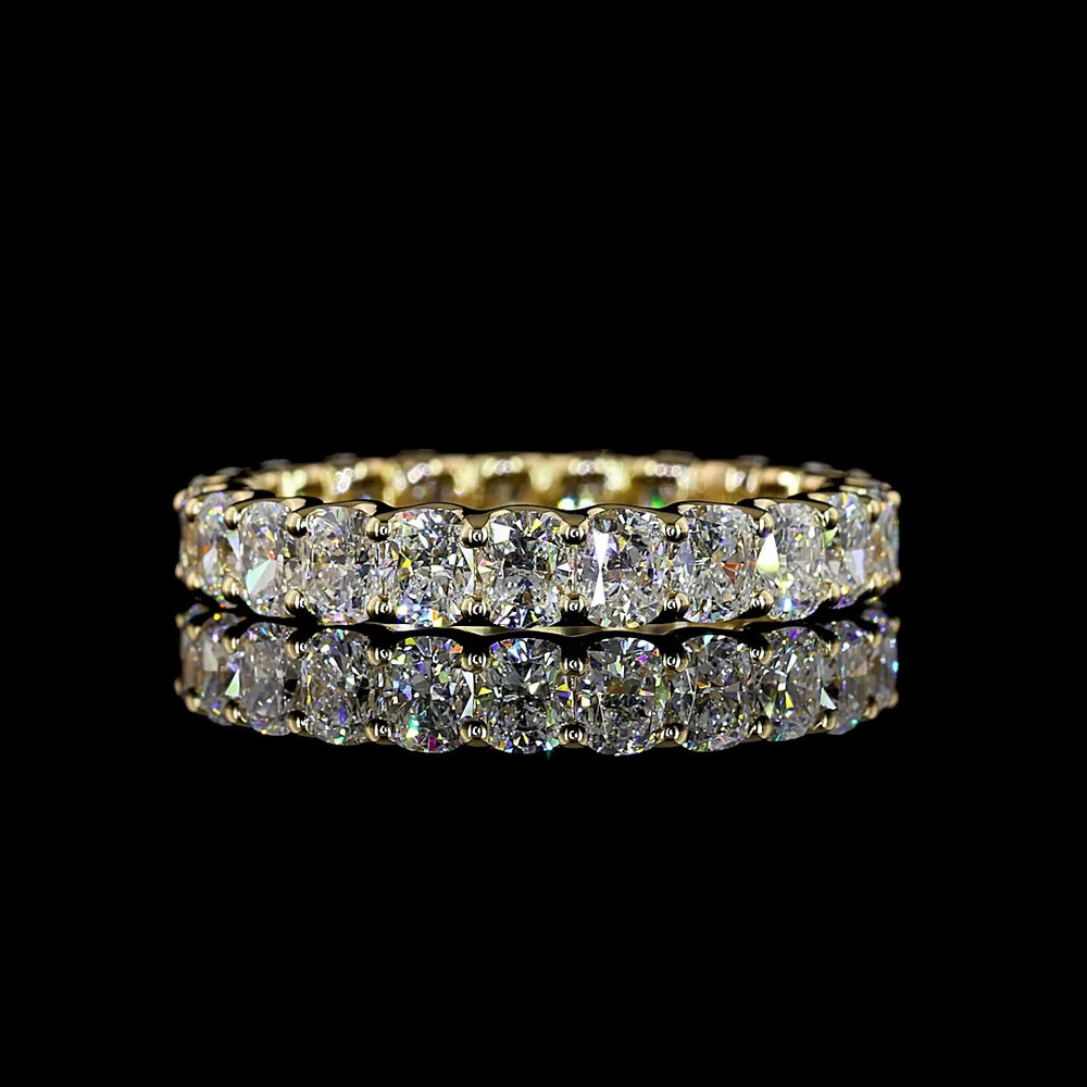 14K Yellow Gold Cushion Cut Lab Diamond Eternity Band with U-Prong Setting - 2.68 Carat Total Weight - Covaloro Fine Jewelry