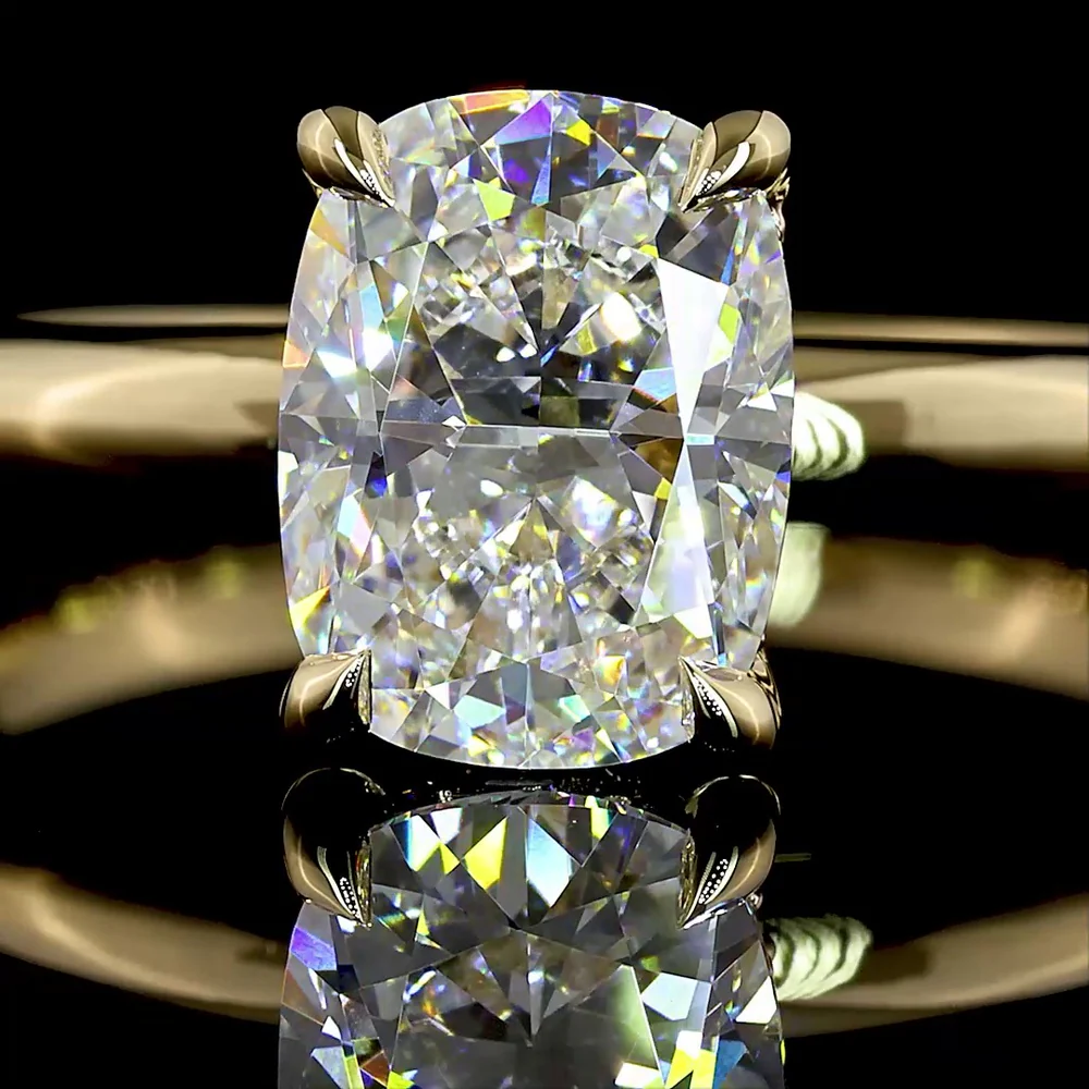 14K Yellow Gold Cushion Modified Hidden Halo Ring with D VVS1 1.54 Carat Center Lab Diamond and 0.05 Carat Accent Lab Diamonds - 1.59 Total Carat Weight - Covaloro Fine Jewelry - Image 2