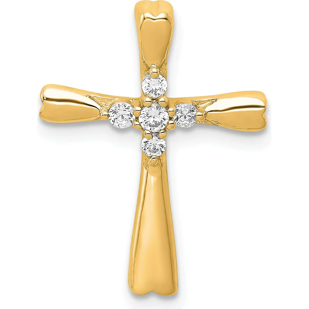 14K Yellow Gold Diamond 5-Stone Cross Slide Pendant - 0.13 Carat Total Diamond Weight by Monteluci Fine Jewelry