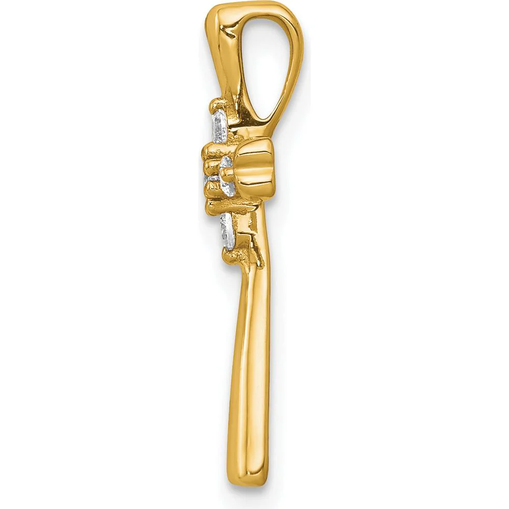 14K Yellow Gold Diamond 5-Stone Cross Slide Pendant - 0.13 Carat Total Diamond Weight by Monteluci Fine Jewelry - Image 2