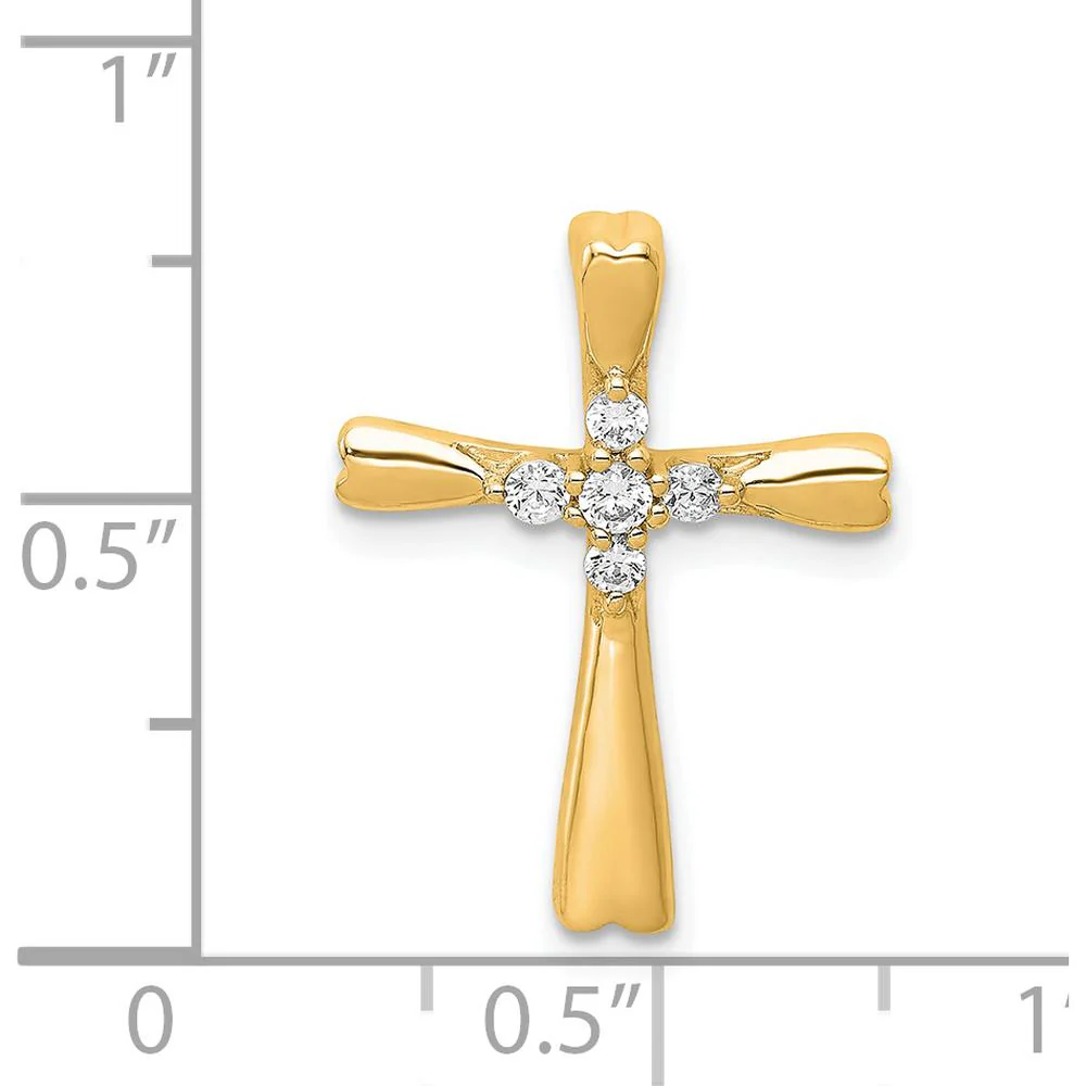 14K Yellow Gold Diamond 5-Stone Cross Slide Pendant - 0.13 Carat Total Diamond Weight by Monteluci Fine Jewelry - Image 3