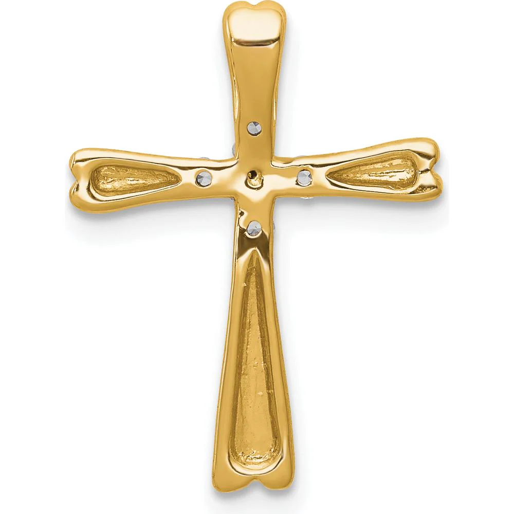 14K Yellow Gold Diamond 5-Stone Cross Slide Pendant - 0.13 Carat Total Diamond Weight by Monteluci Fine Jewelry - Image 4