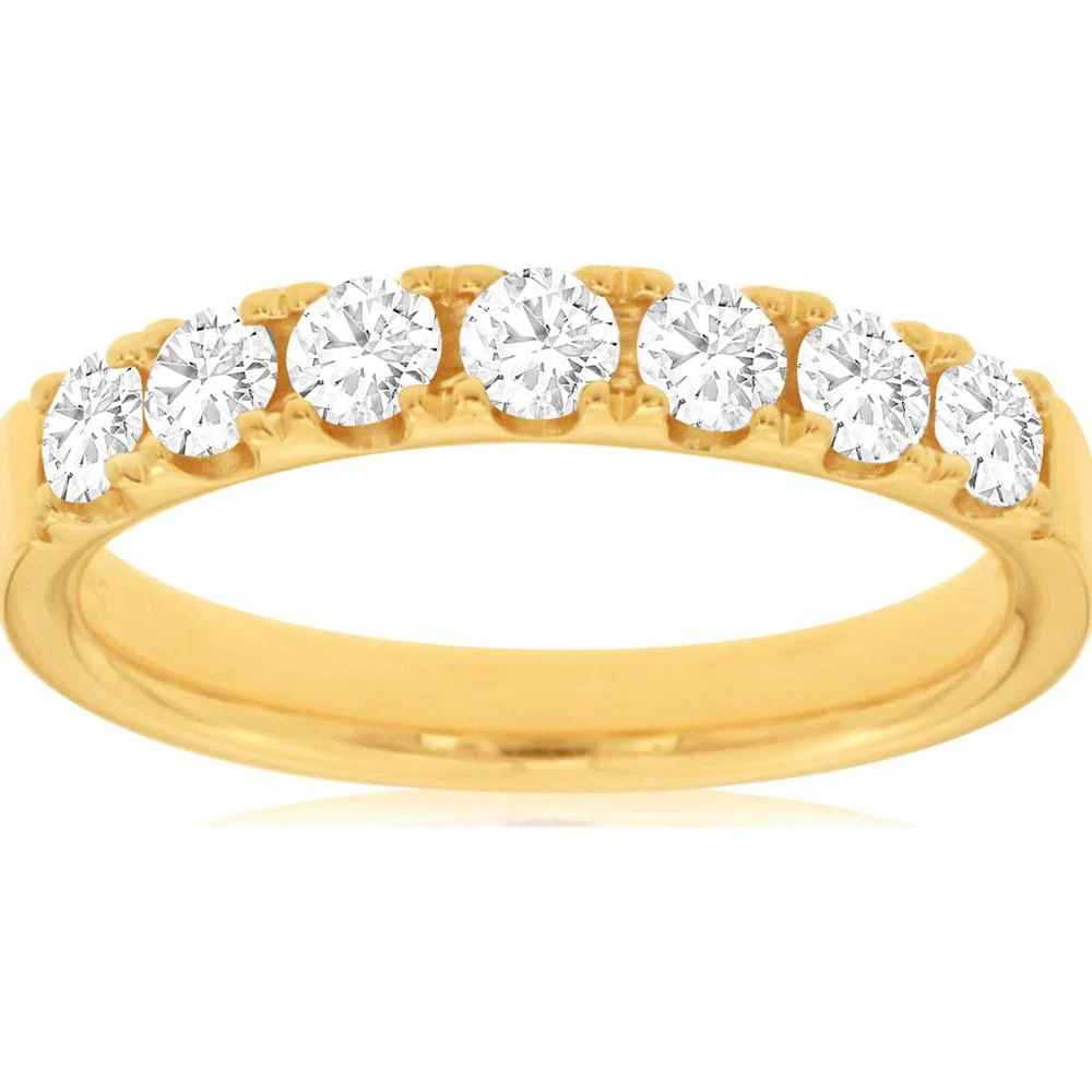 14K Yellow Gold Diamond Band Ring with Round Prong Set Diamonds - 0.75 Carats Total Diamond Weight - Royal Jewelry