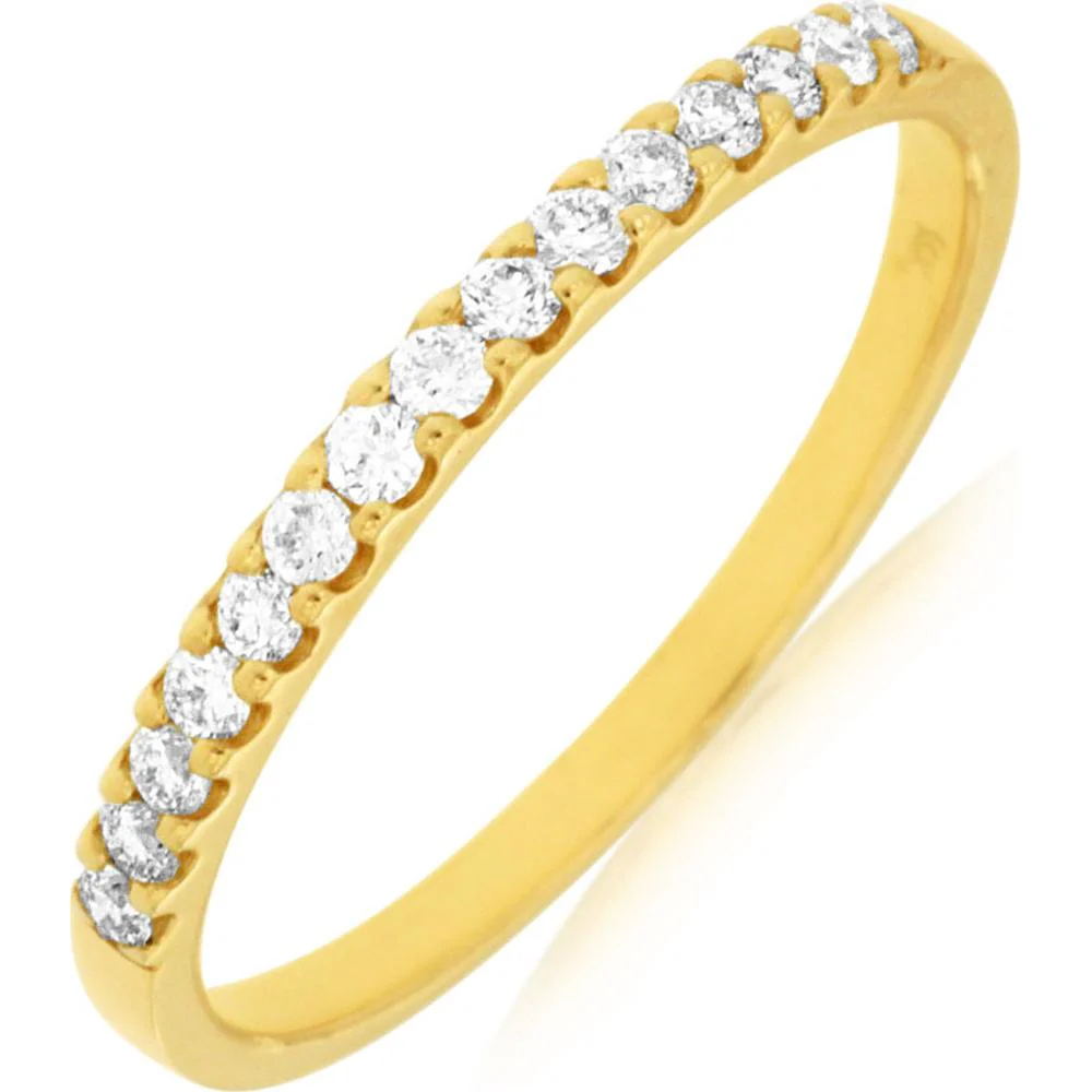 14K Yellow Gold Diamond Band with Shared-Prong Set Diamonds - 0.25 Carats Total Diamond Weight - Royal Jewelry
