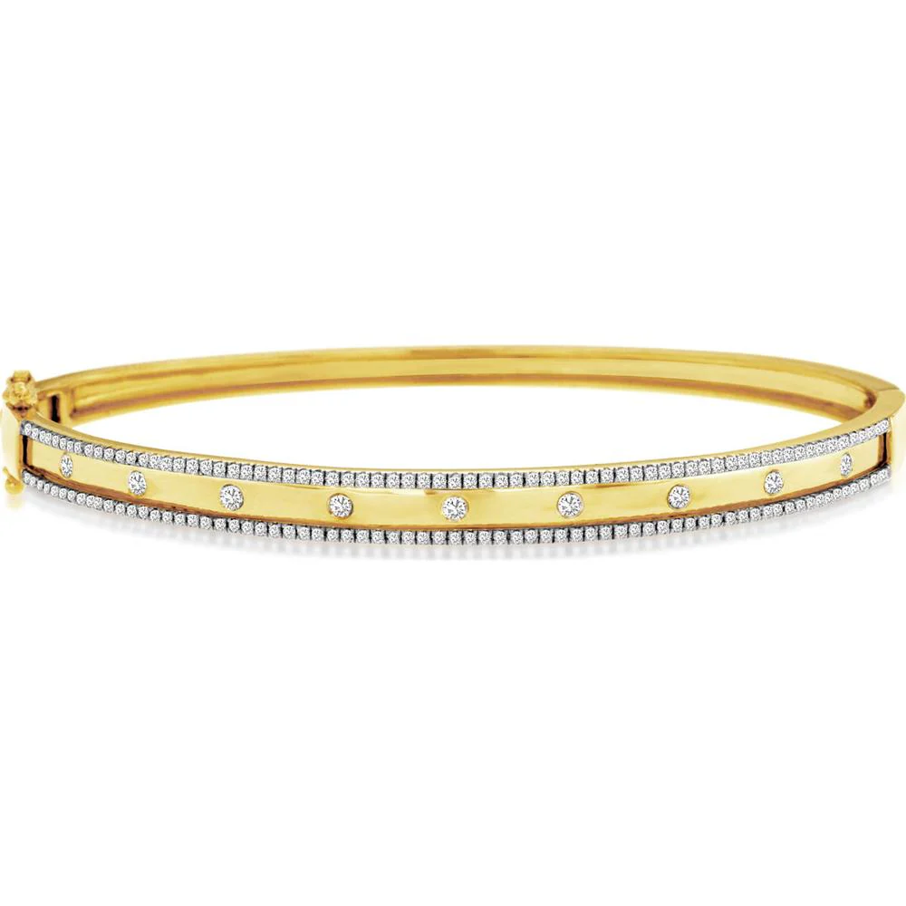 14K Yellow Gold Diamond Bangle - 0.55 Carats Total Diamond Weight - Royal Jewelry