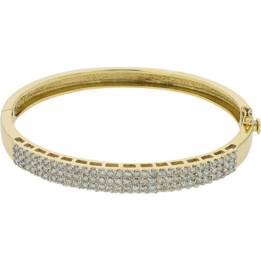 14K Yellow Gold Diamond Bangle with Pave - Set Diamonds - 2.00 Carat Total Diamond Weight - Image 2