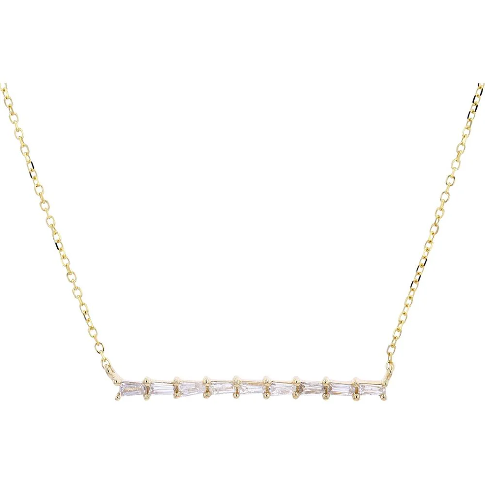 14K Yellow Gold Diamond Bar Necklace - 0.31 Carat Total Baguette Diamonds