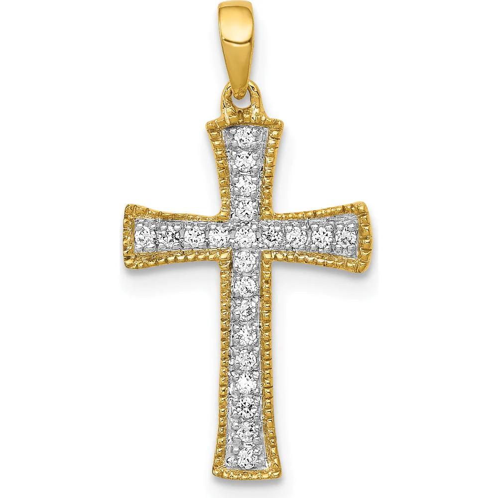 14K Yellow Gold Diamond Cross Pendant - 0.24 Carat Total Diamond Weight by Monteluci Fine Jewelry