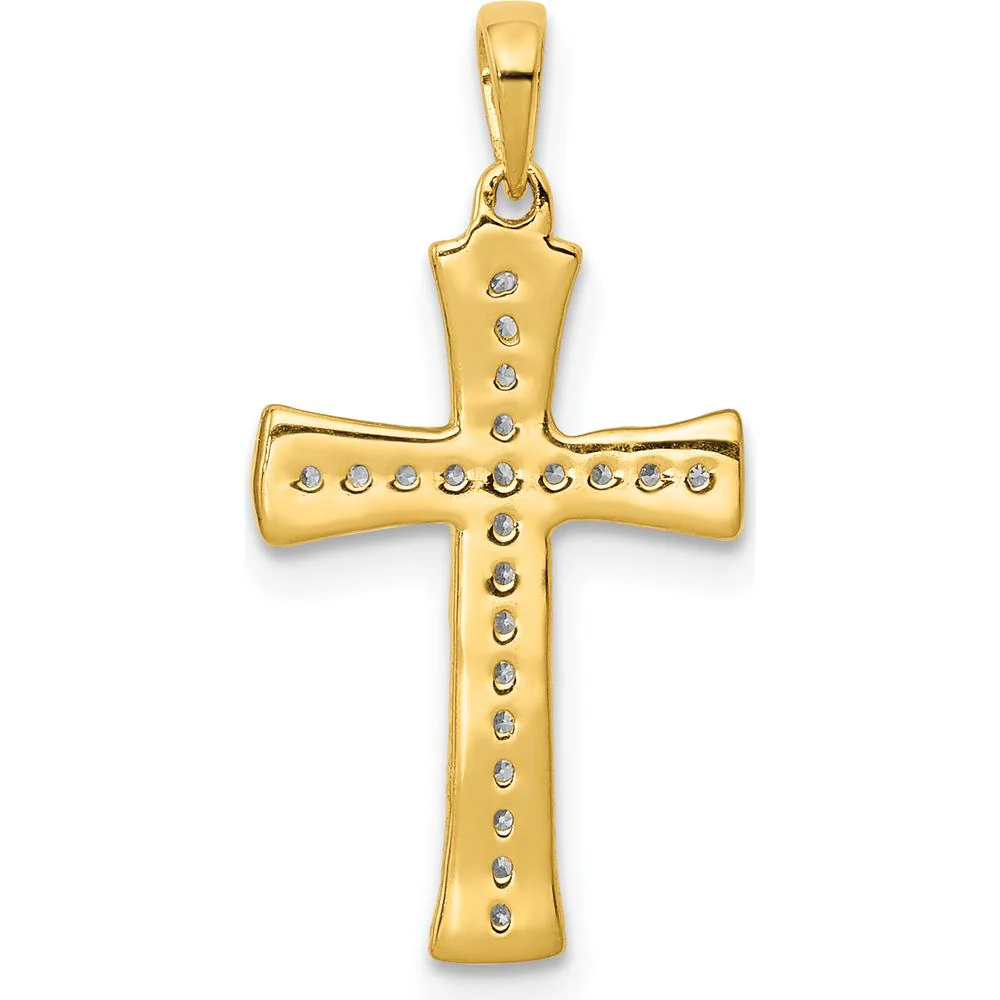 14K Yellow Gold Diamond Cross Pendant - 0.24 Carat Total Diamond Weight by Monteluci Fine Jewelry - Image 3