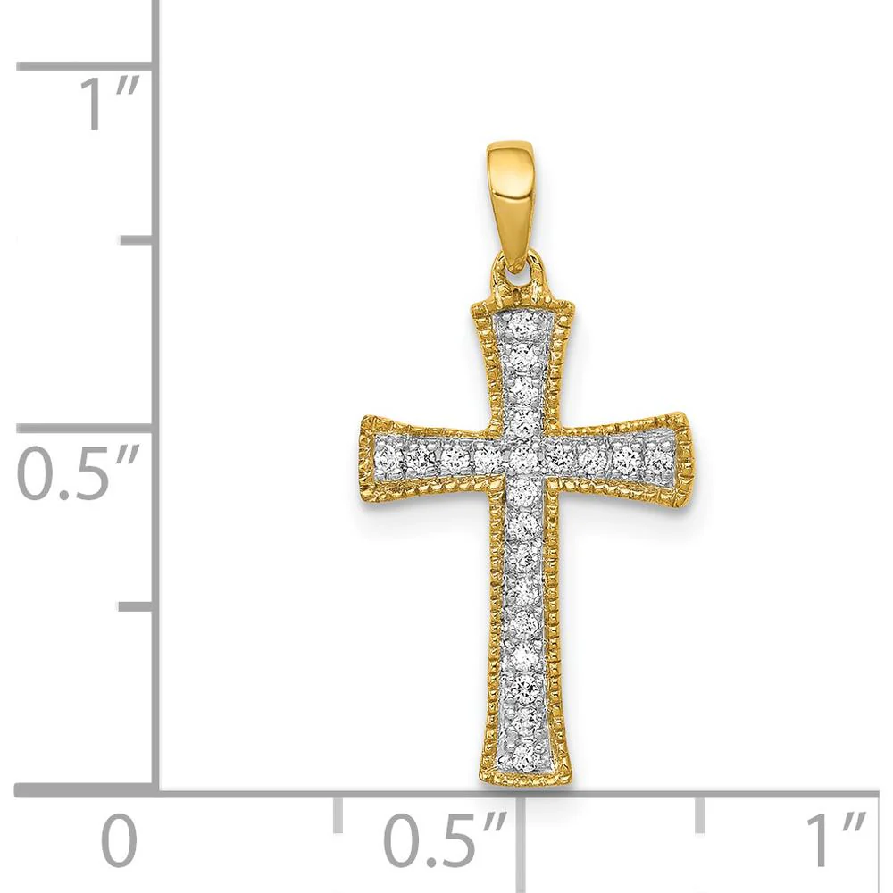 14K Yellow Gold Diamond Cross Pendant - 0.24 Carat Total Diamond Weight by Monteluci Fine Jewelry - Image 4