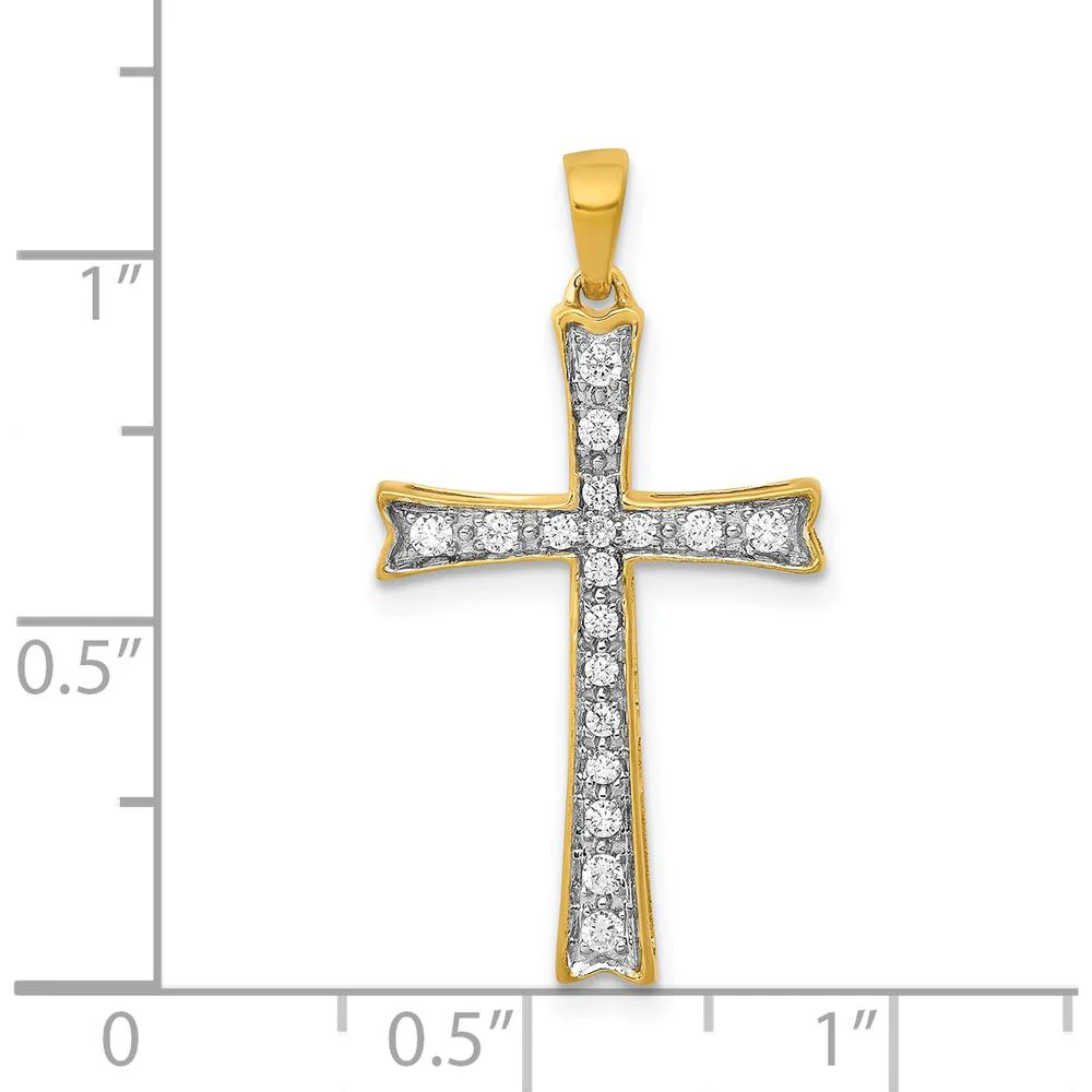 14K Yellow Gold Diamond Cross Pendant - 1/5 Carat Total Diamond Weight by Monteluci Fine Jewelry - Image 4