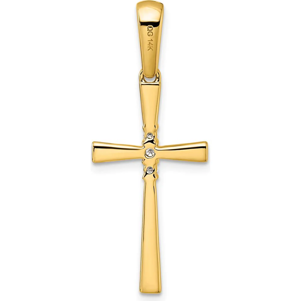 14K Yellow Gold Diamond Cross Pendant with 0.09 Carat White Diamonds by Oro Pregiato - Image 3