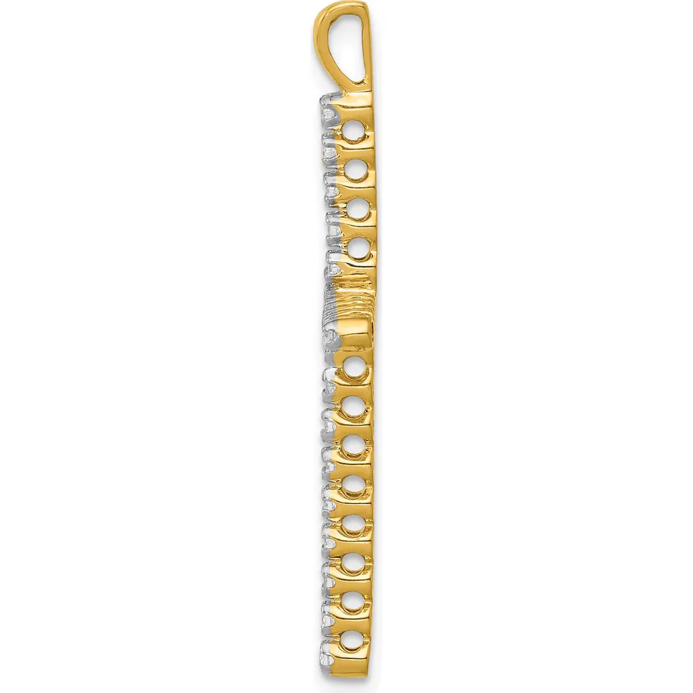 14K Yellow Gold Diamond Cross Pendant with 0.25 Carat Total Diamond Weight - Polished and Rhodium Finished by Monteluci Fine Jewelry - Image 2