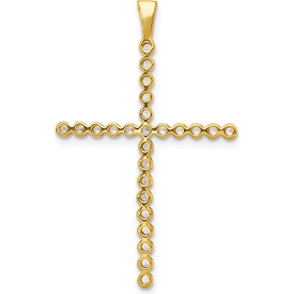 14K Yellow Gold Diamond Cross Pendant with 0.25 Carat Total Diamond Weight - Polished and Rhodium Finished by Monteluci Fine Jewelry - Image 3