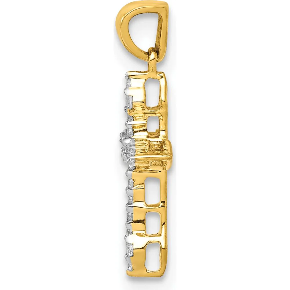 14K Yellow Gold Diamond Cross Pendant with 1/15 Carat Total Diamond Weight by Monteluci Fine Jewelry - Image 2