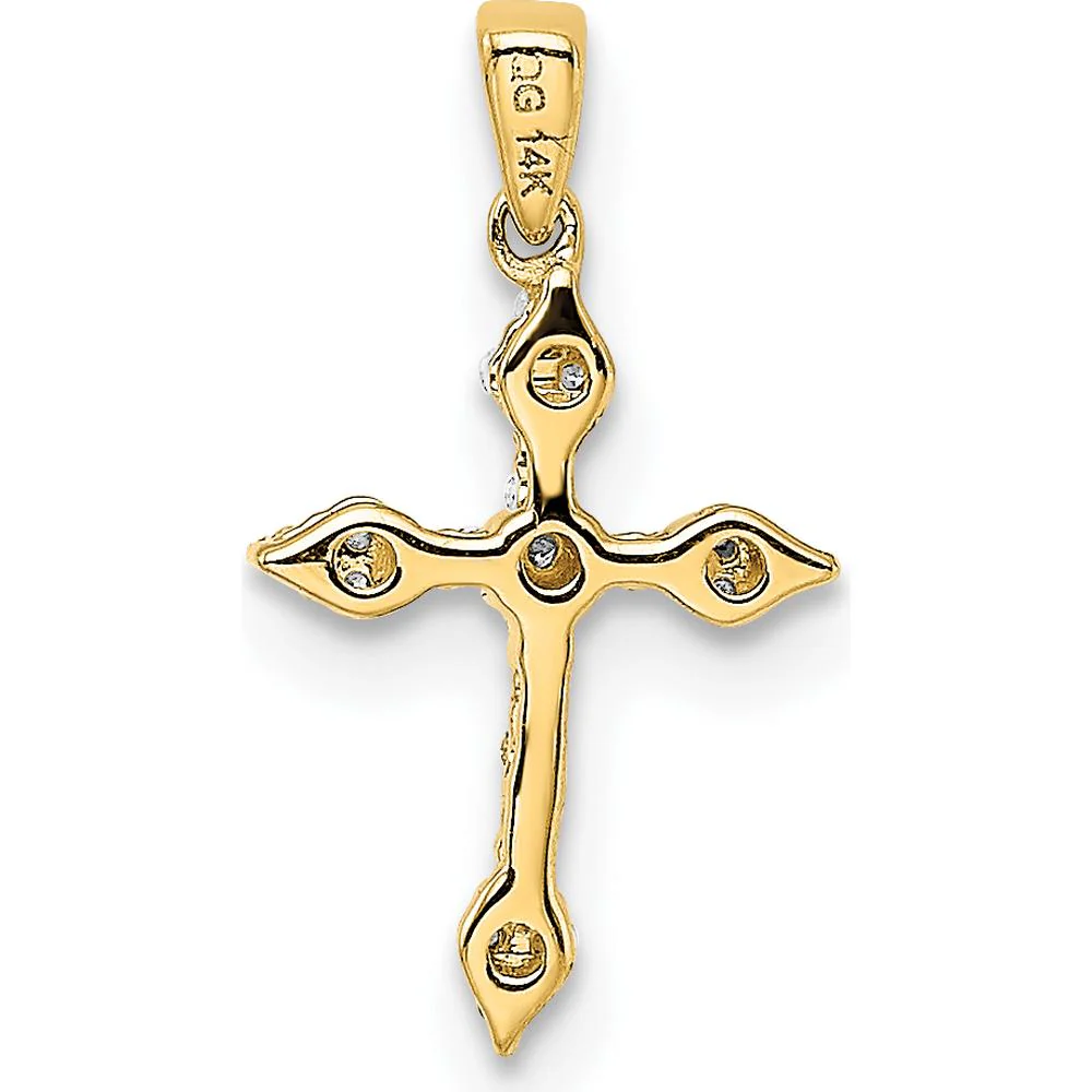 14K Yellow Gold Diamond Cross Pendant with 1/15 Carat Total Diamond Weight by Monteluci Fine Jewelry - Image 3