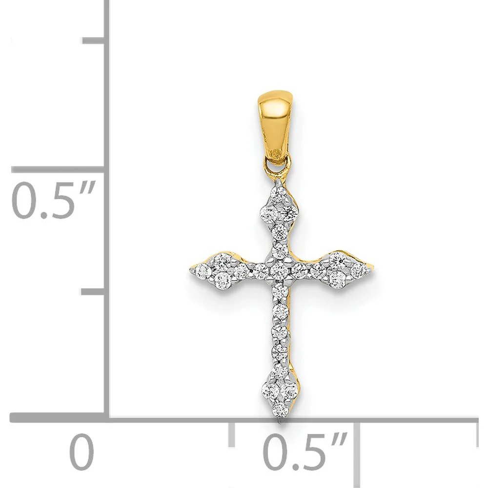 14K Yellow Gold Diamond Cross Pendant with 1/15 Carat Total Diamond Weight by Monteluci Fine Jewelry - Image 4