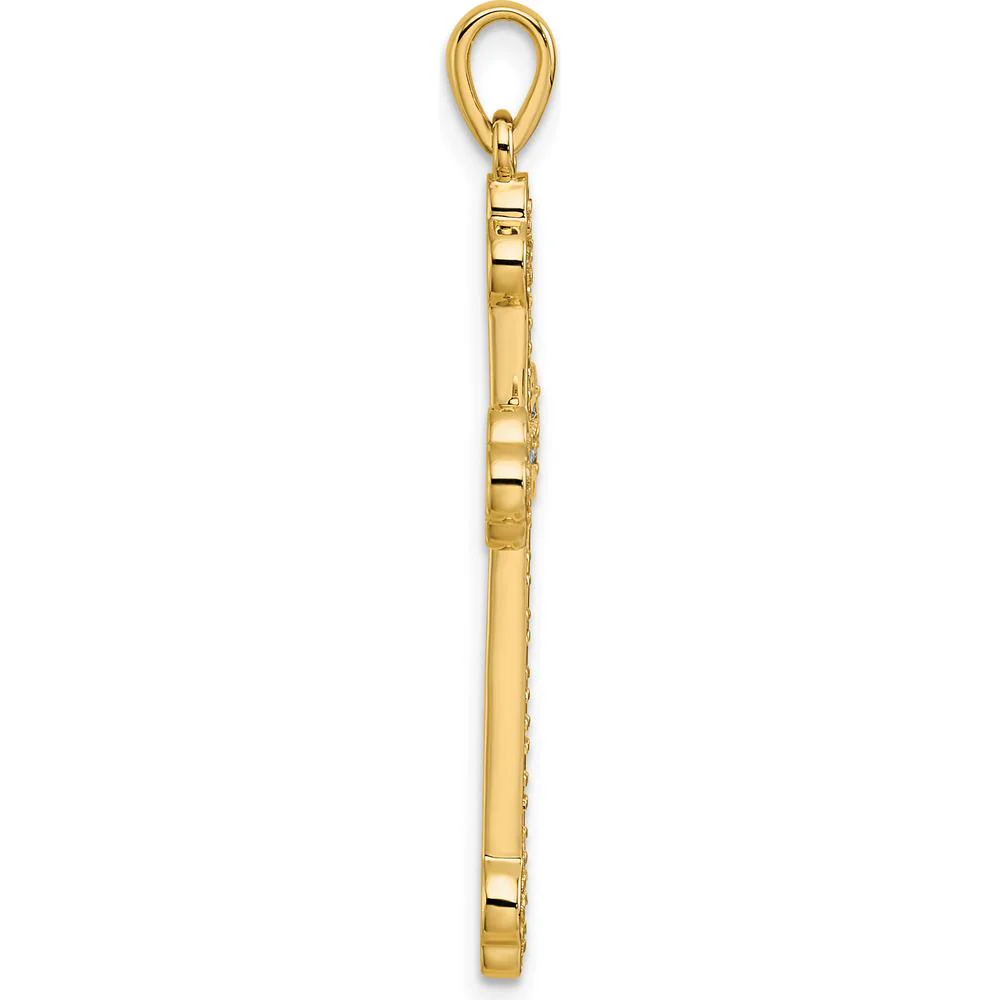 14K Yellow Gold Diamond Cross Pendant with 29 Round Natural Diamonds - 0.25 Carat Total Diamond Weight by Oro Pregiato - Image 2
