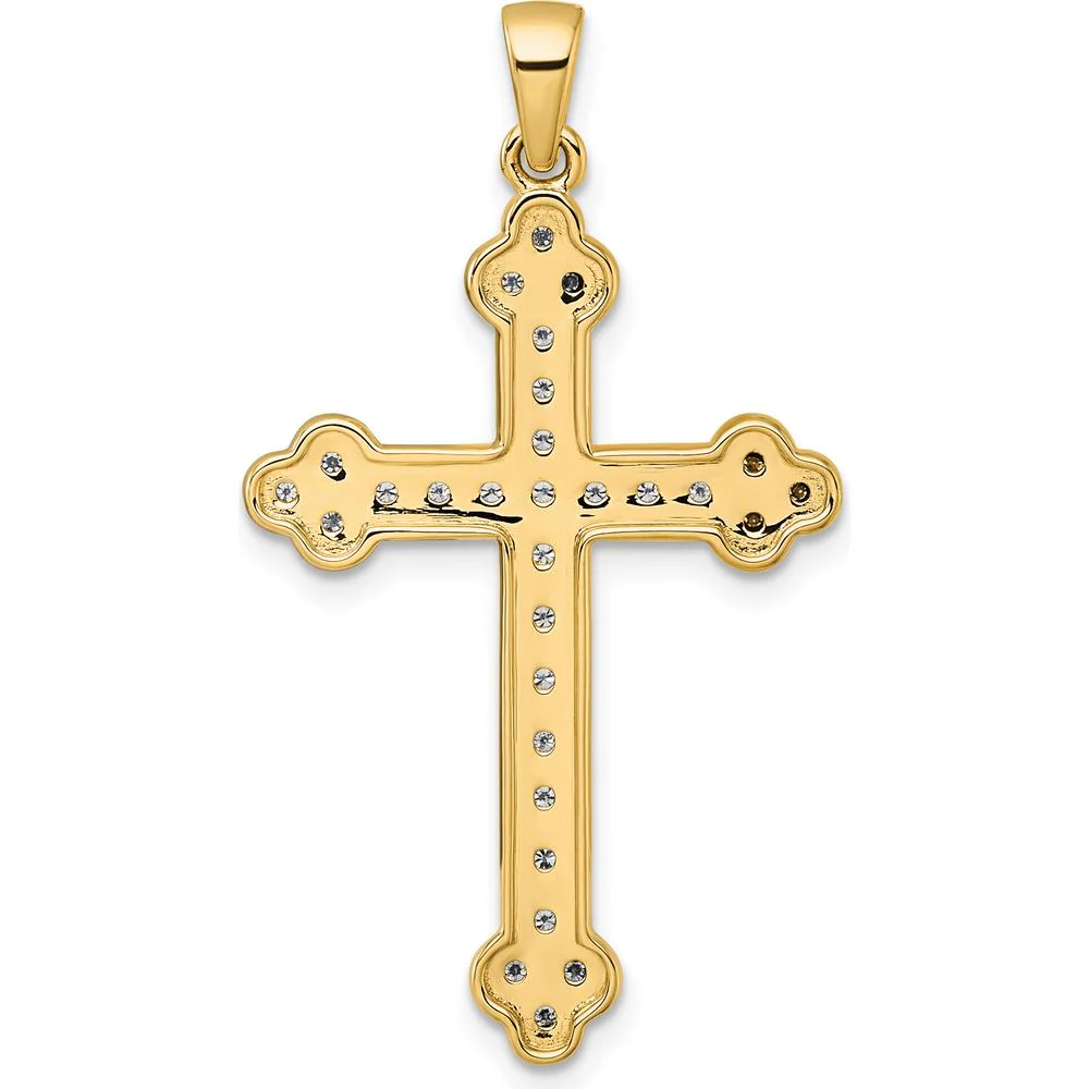 14K Yellow Gold Diamond Cross Pendant with 29 Round Natural Diamonds - 0.25 Carat Total Diamond Weight by Oro Pregiato - Image 3